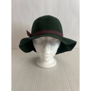 Effanem 100% Wool Crusher Genuine Vintage Hat Dark Green Burgundy Band